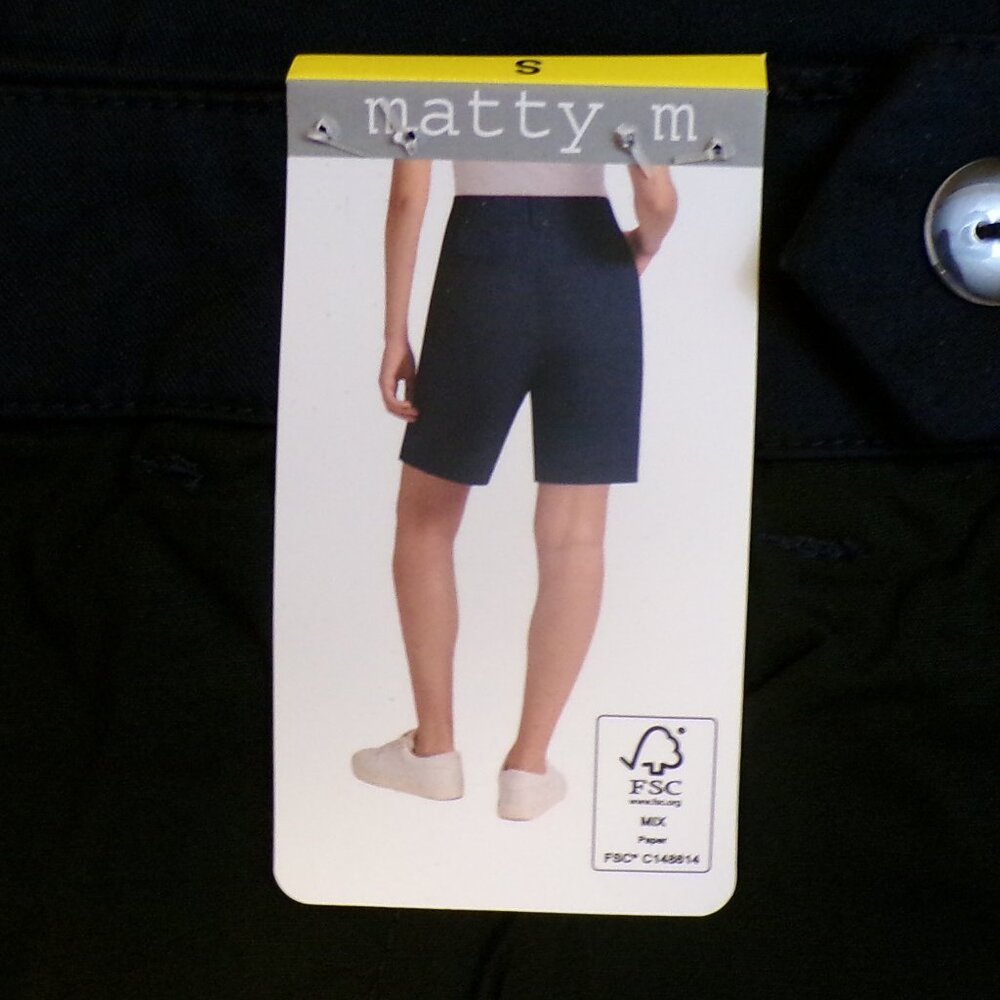 MATTY M 2 NWT Women's Bermuda Shorts Flat Front Blue & Navy Size Small - Picture 9 of 9
